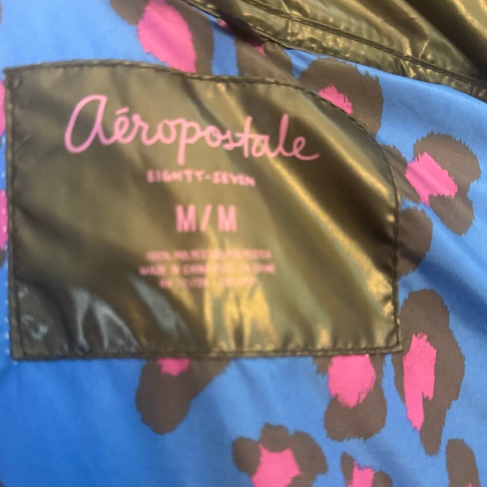 Aeropostale Women’s Medium Black Puffer Vest Purple  Pink Blue Leopard Lining - Picture 4 of 15